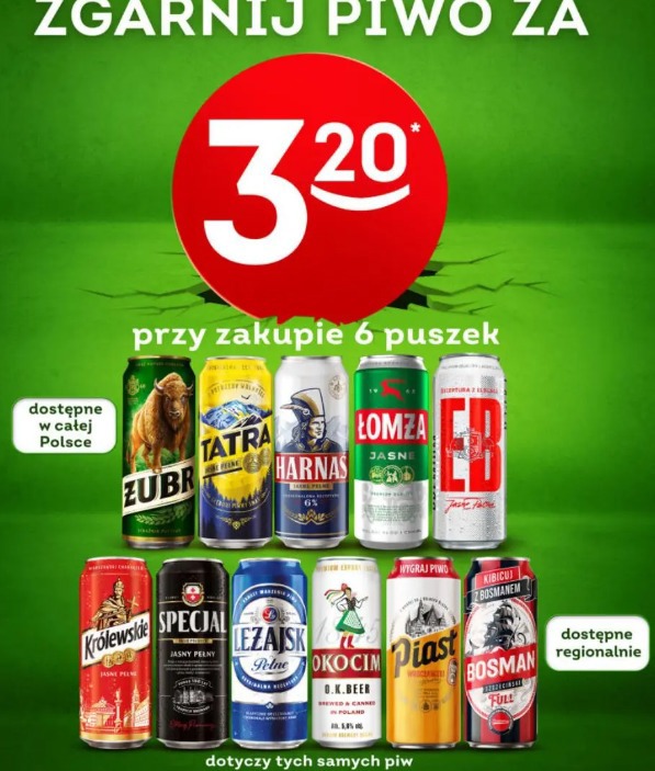 Piwo przy zakupie 6 puszek