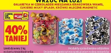 Galaretka w czekoladzie mieszanka Krakowska Wawel, cukierki Milky Splash, krówki mleczne Magnetic