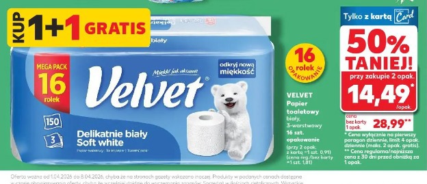 Papier toaletowy biały Velvet