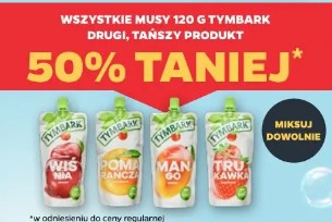 Wszystkie musy 120 g Tymbark drugi, tańszy produkt 50% taniej