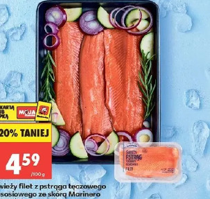 Świeży filet z pstrąga tęczowego łososiowego ze skórą Marinero