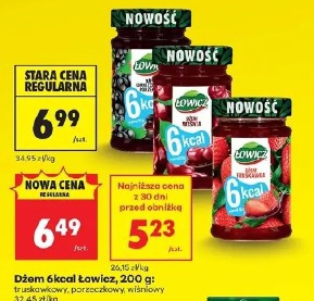 Dżem 6kcal Łowicz, 200 g: truskawkowy, porzeczkowy, wiśniowy