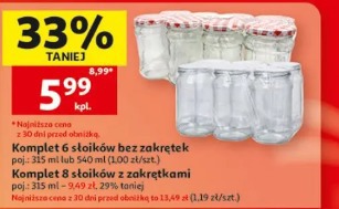 Komplet 6 słoików bez zakrętek poj. 315 ml lub 500 ml