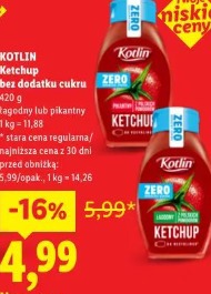 Kotlin Ketchup bez dodatku cukru łagodny lub pikantny