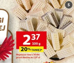 Wafle podkarpackie z masą krówkową, czekoladową, malinową, karmelową, śmietankową, cytrynową lub z galaretką