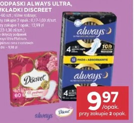 Podpaski Always Ultra, wkładki Discreet