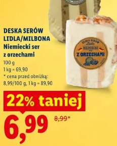 DESKA SERÓW LIDLA/MILBONA Niemiecki ser z orzechami