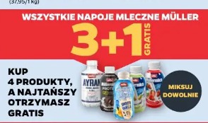 Wszystkie napoje mleczne Müller 3+1 gratis