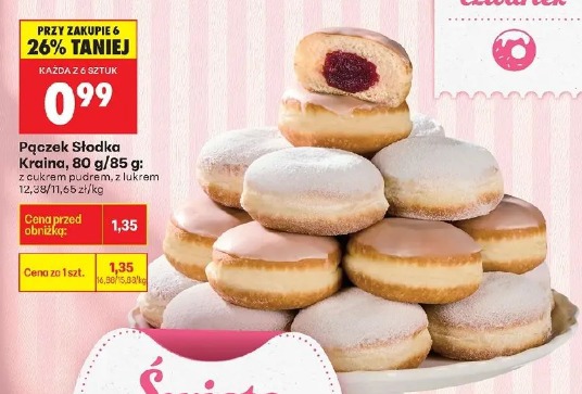 Pączek Słodka Kraina z cukrem pudrem, z lukrem