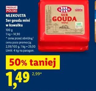 Mlekovita Ser gouda mini w kawałku