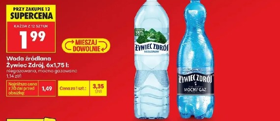 Woda źródlana Żywiec Zdrój, 6x1,75 l