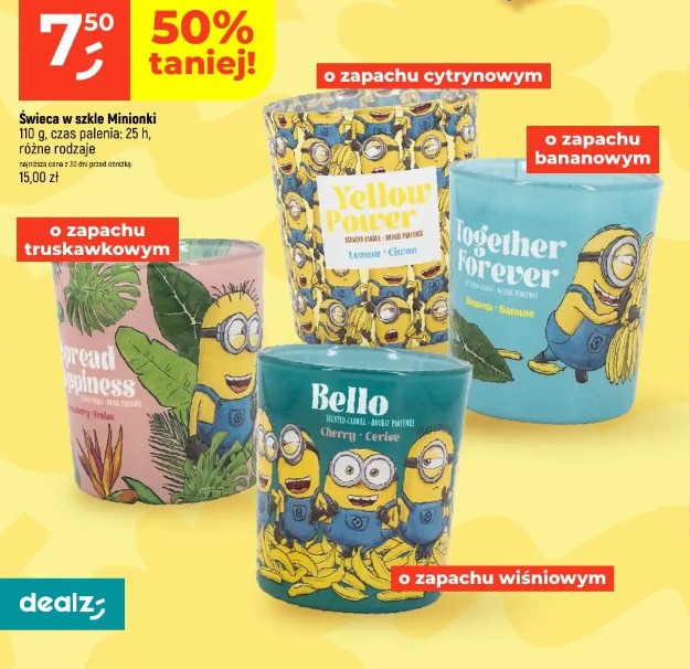 Świeca w szkle Minionki