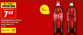 Napój gazowany Coca-Cola lub Coca-Cola Zero Cukru, 2 l