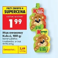 Mus owocowy Kubuś, 100 g: banan, jabłko, truskawka, gruszka, arbuz