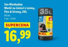 Jan Niezbędny Worki na śmieci z taśmą, Flex & Strong, XXL 50 szt.