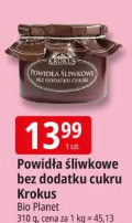 Powidła śliwkowe bez dodatku cukru Krokus Bio Planet