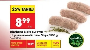 Kiełbasa biała surowa z tymiankiem Kraina Mięs