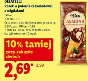 Gelatelli Rożek w polewie czekoladowej z migdałami