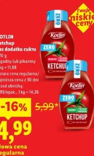 Kotlin Ketchup bez dodatku cukru łagodny lub pikantny