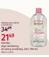 Garnier, płyn micelarny do skóry wrażliwej, 3w1, 700 ml