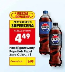 Napój gazowany Pepsi lub Pepsi Zero Cukru