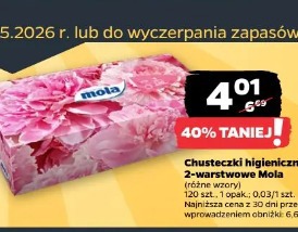 Chusteczki higieniczne 2-warstwowe Mola