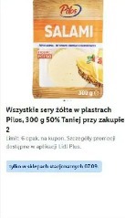 Wszystkie sery żółte w plastrach Pilos 300 g 50% taniej przy zakupie 2