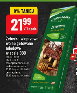 Żeberka wieprzowe wolno gotowane miodowe w sosie BBQ Dolina Dobra