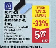 Up2fashion Skarpety sneaker damskie/męskie, 3 pary