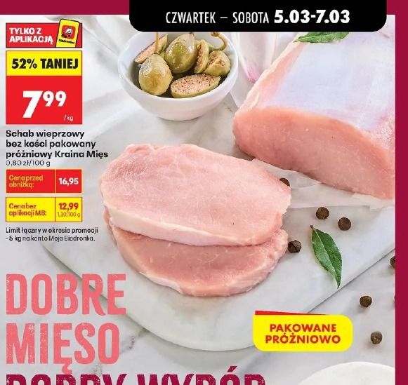 Schab wieprzowy bez kości pakowany próżniowy Kraina Mięs