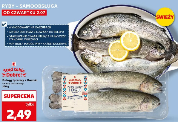 Stąd takie Dobre! Pstrąg tęczowy z Kaszub patroszony