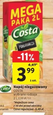Napój niegazowany Costa pomarańcza