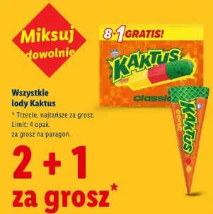 Wszystkie lody kaktus 2+1 za grosz