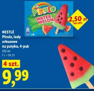 Nestlé Pirulo, lody arbuzowe na patyku, 4-pak