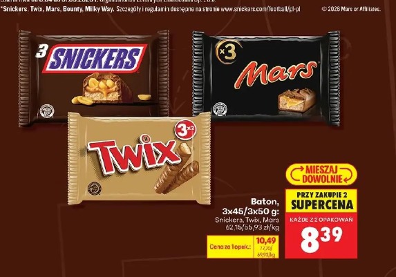 Baton Snickers, Twix, Mars