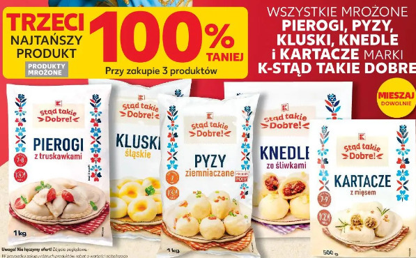 Wszystkie mrożone pierogi, pyzy, kluski, knedle i kartacze marki K-Stąd takie dobre