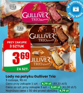 Lody na patyku Gulliver Trio