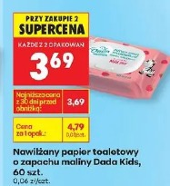 Nawilżany papier toaletowy o zapachu maliny Dada Kids, 60 szt.