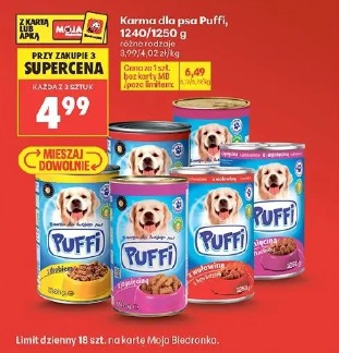 Karma dla psa Puffi, 1240/1250 g różne rodzaje