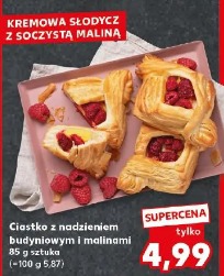 Ciastko z nadzieniem budyniowym i malinami