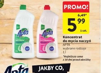 Koncentrat do mycia naczyń Apta wybrane rodzaje