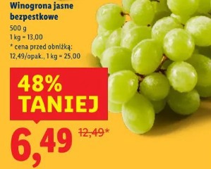 Winogrona jasne bezpestkowe