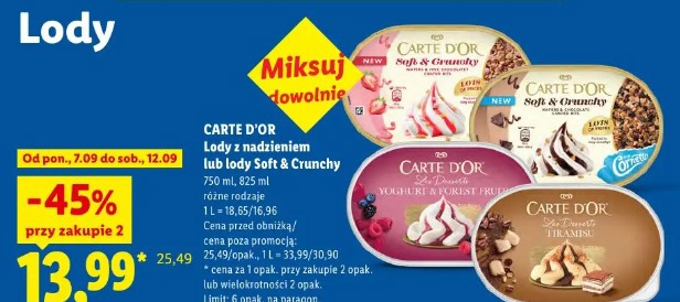 Lody z nadzieniem lub lody Soft&Crunchy 