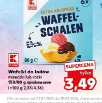 K-Classic Extra Knusprige Waffel-Schalen Wafelki do lodów miseczki lub rożki