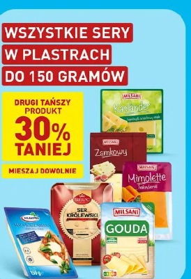 Wszystkie sery w plastrach do 150 gramów