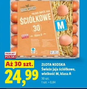 ZŁOTA NIOSKA Świeże jaja ściółkowe wielkość M, klasa A 