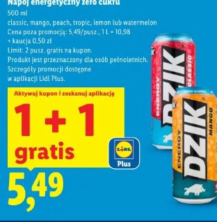 Dzik Napój energetyczny zero cukru