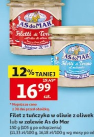 Filet z tuńczyka w oliwie z oliwek lub w zalewie As do Mar
