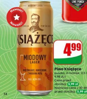 Piwo Książęce Miodowy Lager