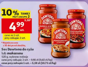 Sos Dawtona do ryżu lub makaronu, wybrane rodzaje